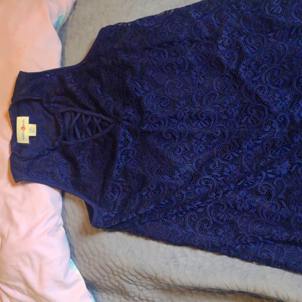 Dark Blue Lace, sleeveless dress